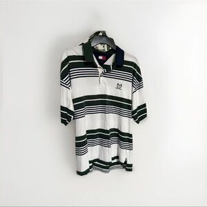 Tommy Hilfiger Green and White Striped Polo